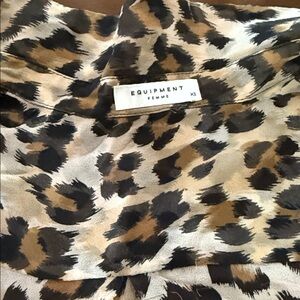 Equipment Animal Print Top Natural Silk